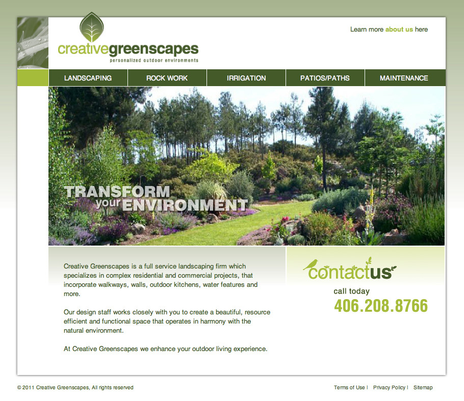 Service Company Web Design - Creative Greenscapes - Portfolio